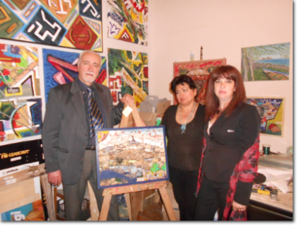 Con guerrino Mattei e la prof.ssa Gabriella Borzi nello studio dell'artista